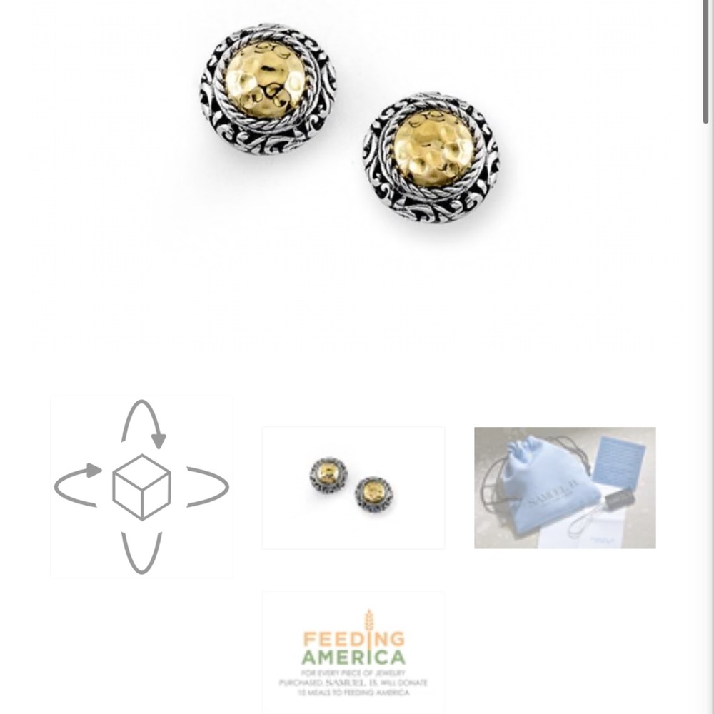 Elegant Gold and Silver Stud Earrings - Picture 5 of 6